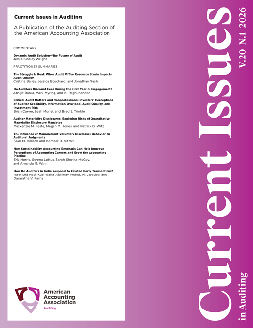 Volume 20 Issue 1 | Current Issues in Auditing | American Accounting ...